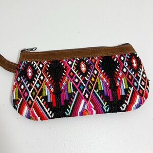 Nena & Co 100% Peace Pilgrim Clutch Embroidered Bright Colorful Print
